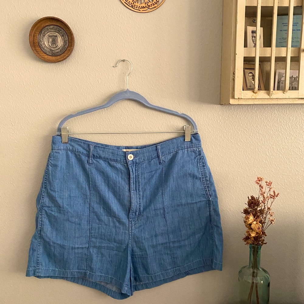 Madewell Pintuck Jean Shorts Light Wash